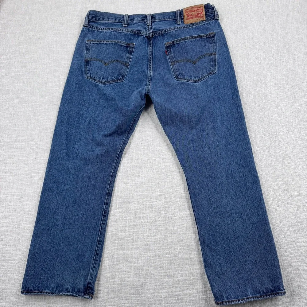 Levis 501 Original Fit Mens 38x28 Blue Denim Straight Leg Button Fly Jeans